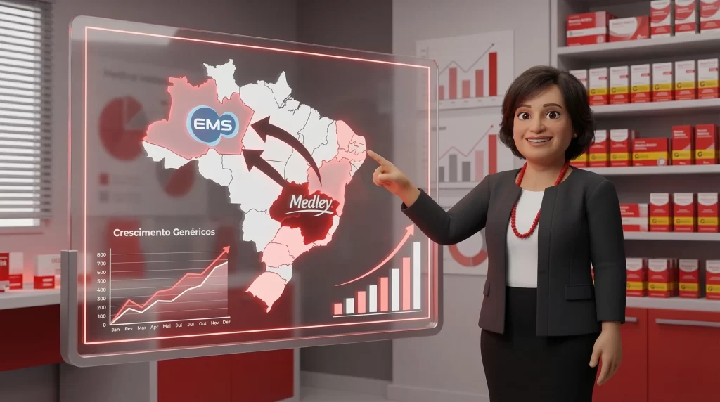 An&aacute;lise estrat&eacute;gica mostrando a rela&ccedil;&atilde;o entre EMS e Medley no mercado farmac&ecirc;utico brasileiro